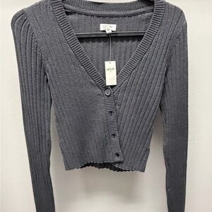 Aerie Women's Charcoal Ribbed Cardigan